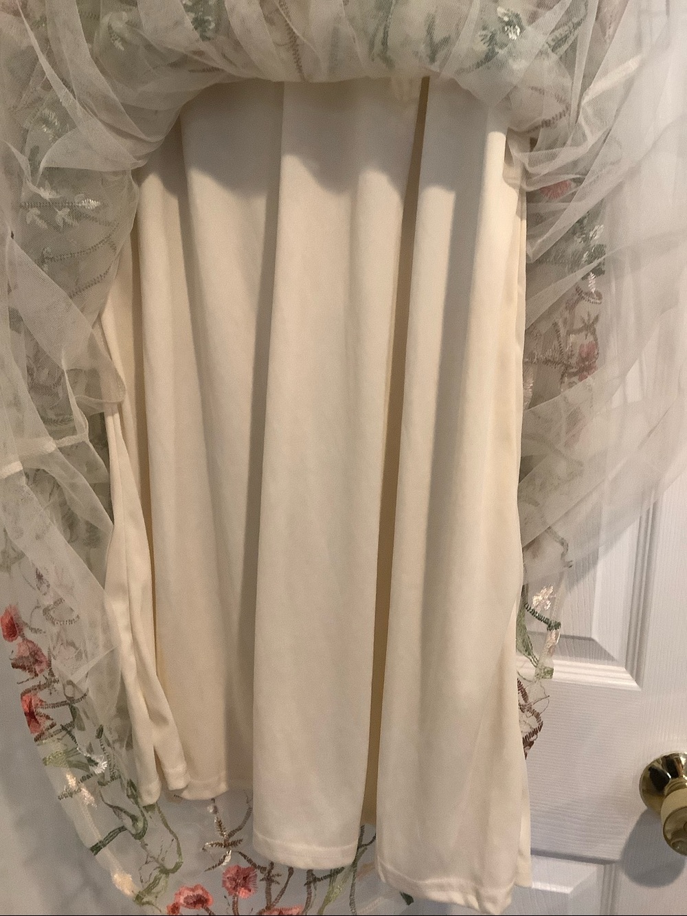 CATO COLLECTION Cream Floral Embroidered Tulle Cottagecore Ethereal Maxi Skirt M - Picture 4 of 8